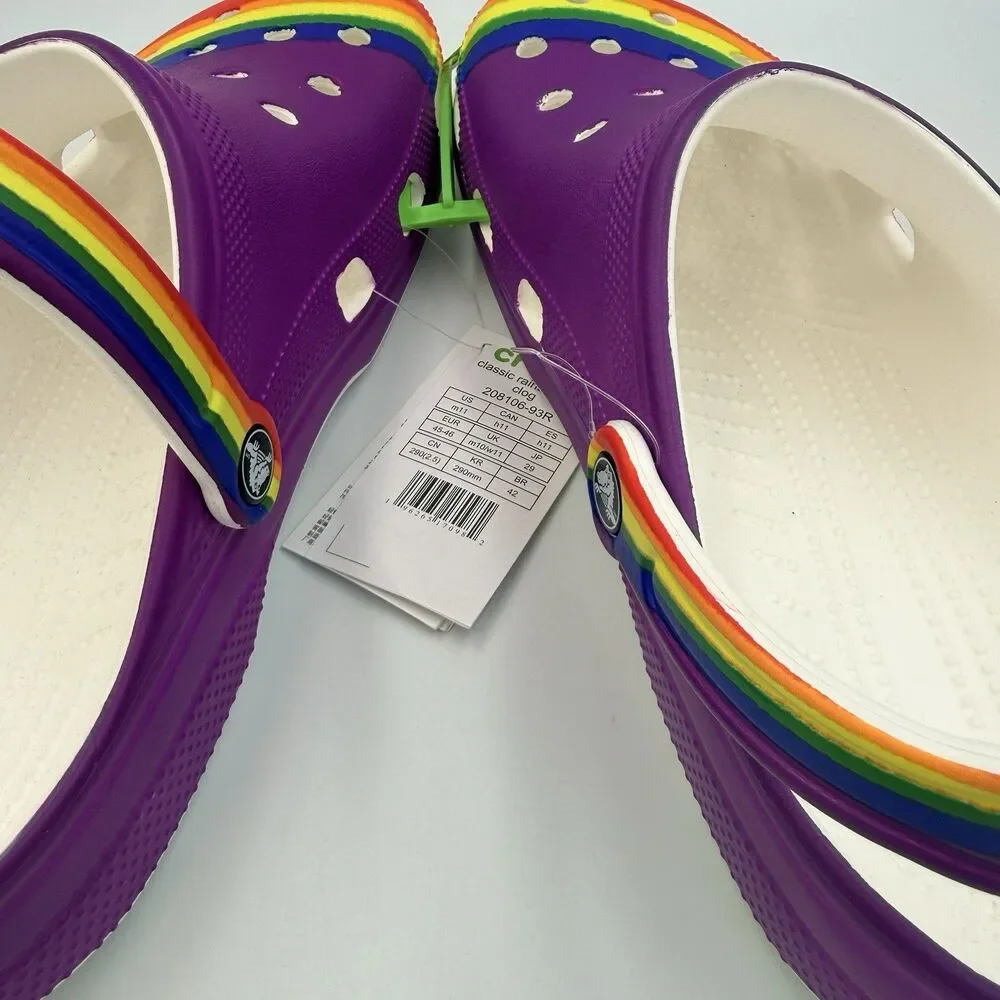 Crocs Classic Rainbow Dye Clogs Men Size 11 Colorful Comfort Slip-on Shoes READ